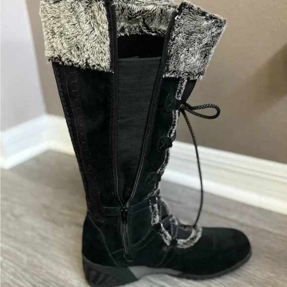 Khombu Black Fur-Lined Women's Snow Boots 11 - Picture 6 of 9